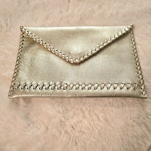 Laggo Metallic Gold Leather Clutch
